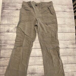 Happily Grey Green Linen Cargo Pants Size XS
